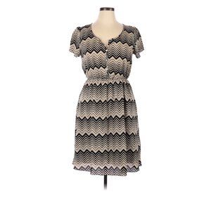 Espresso Chevron/Herringbone Chevron Colored Tan Casual Dress